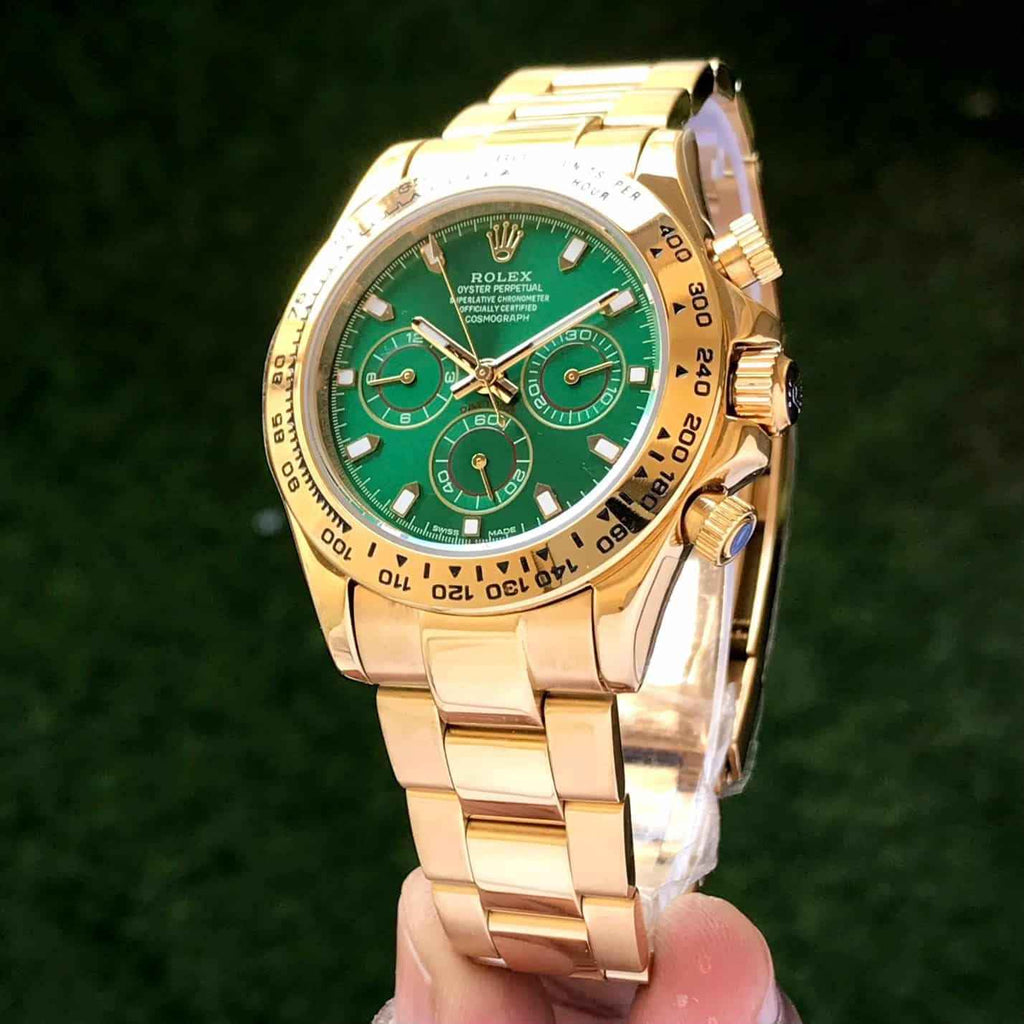 Rolex Cosmograph Daytona Gold & Green Dial Japanese Automatic Mens Watch