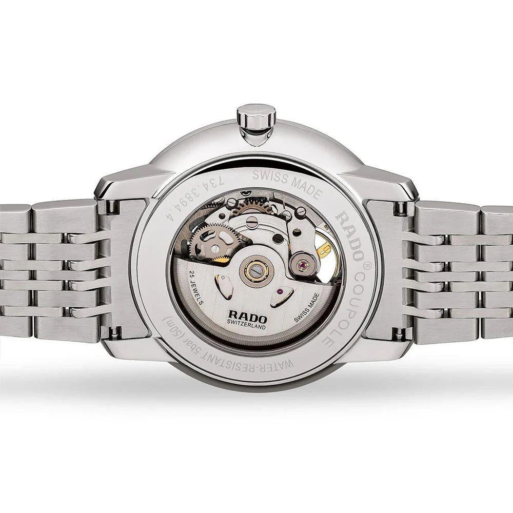 Rado Coupole Classic Open Heart Silver Black Dial Automatic Mens Watch