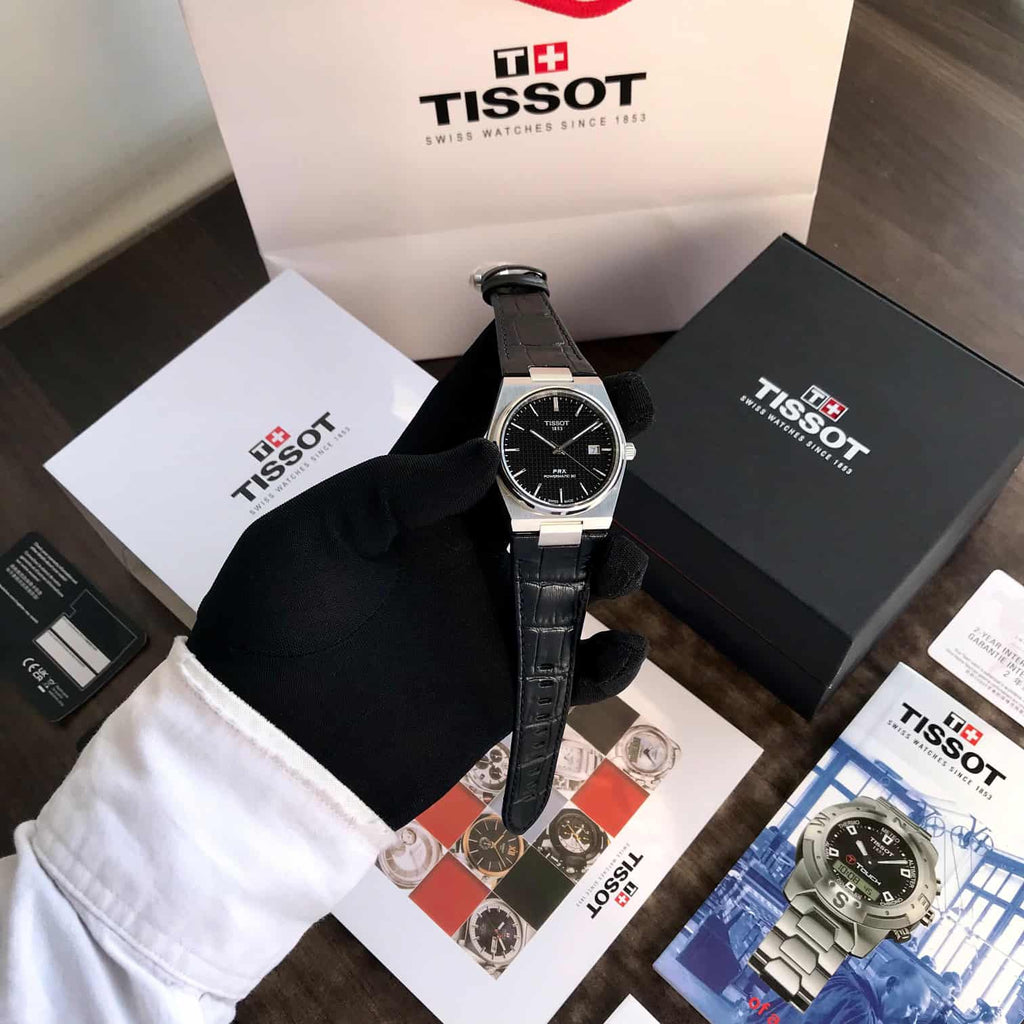 Tissot PRX Powermatic 80 Authentic Black Leather Automatic Mens Watch