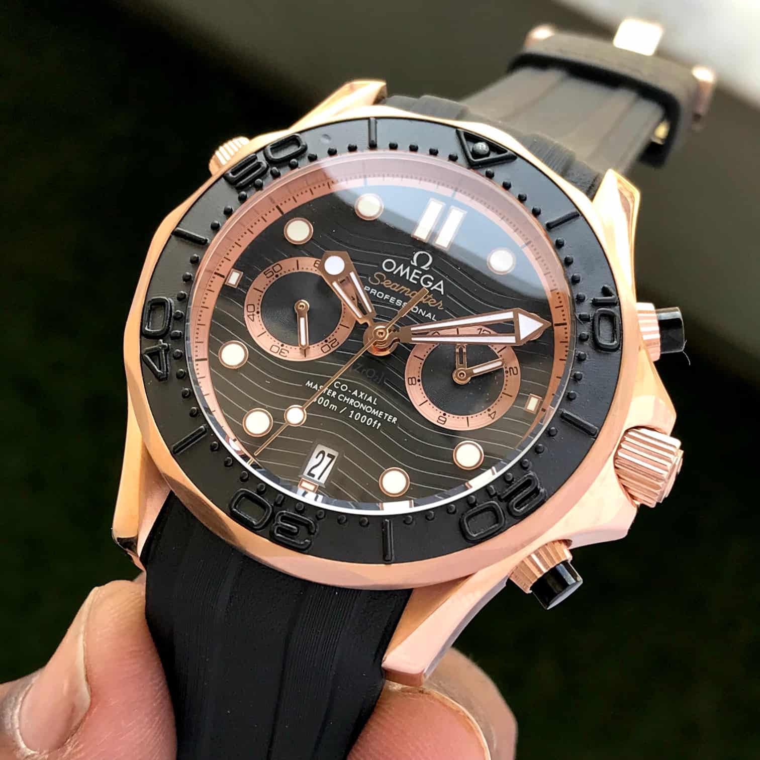 Omega Seamster 300m Co-Axial Chronograph Japanese Black Rubber Strap Mens Watch