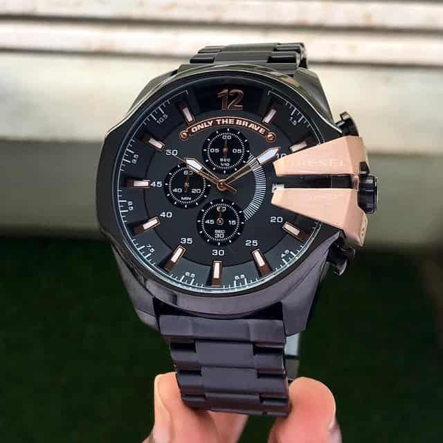 Diesel Mega Chief DZ4309 Black Rose gold Chronograph Mens Watch