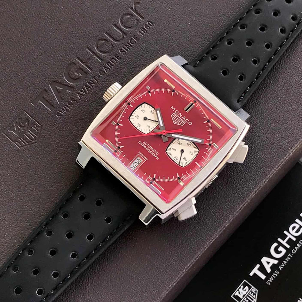 Tag Heuer Monaco Stainless Steel Red Dial Japanese Mens Watch