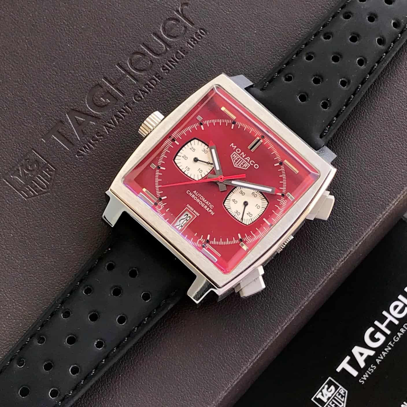 Tag Heuer Monaco Stainless Steel Red Dial Japanese Mens Watch