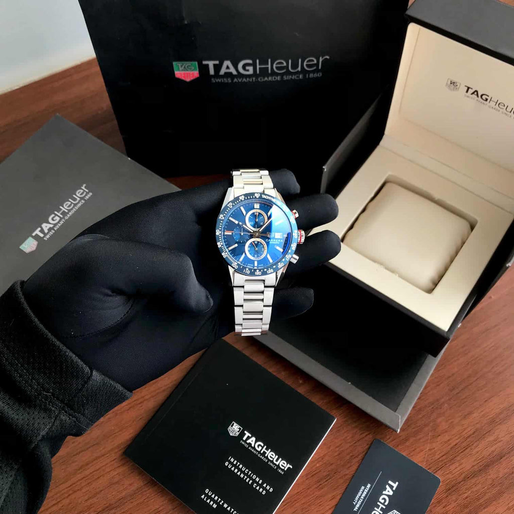Tag Heuer Calibre 16 Silver Blue Dial Japanese Quartz Chronograph’s Mens Watch