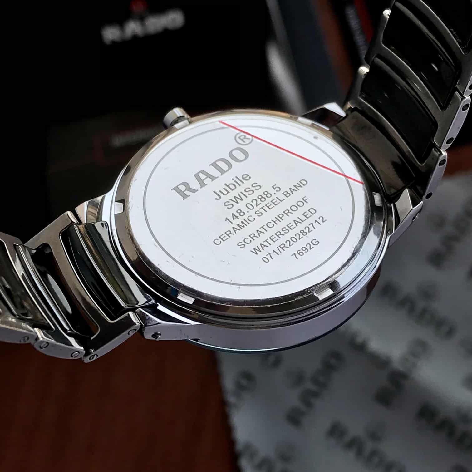 Rado Centrix Silver Black Ceramic Japanese Quartz Mens Watch