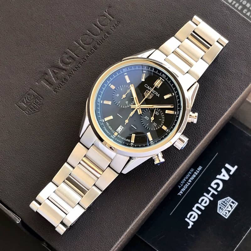 Tag Heuer Grand Carrera Black Dial & Stainless Steel Strap Japanese Master Quality Men’s Watch