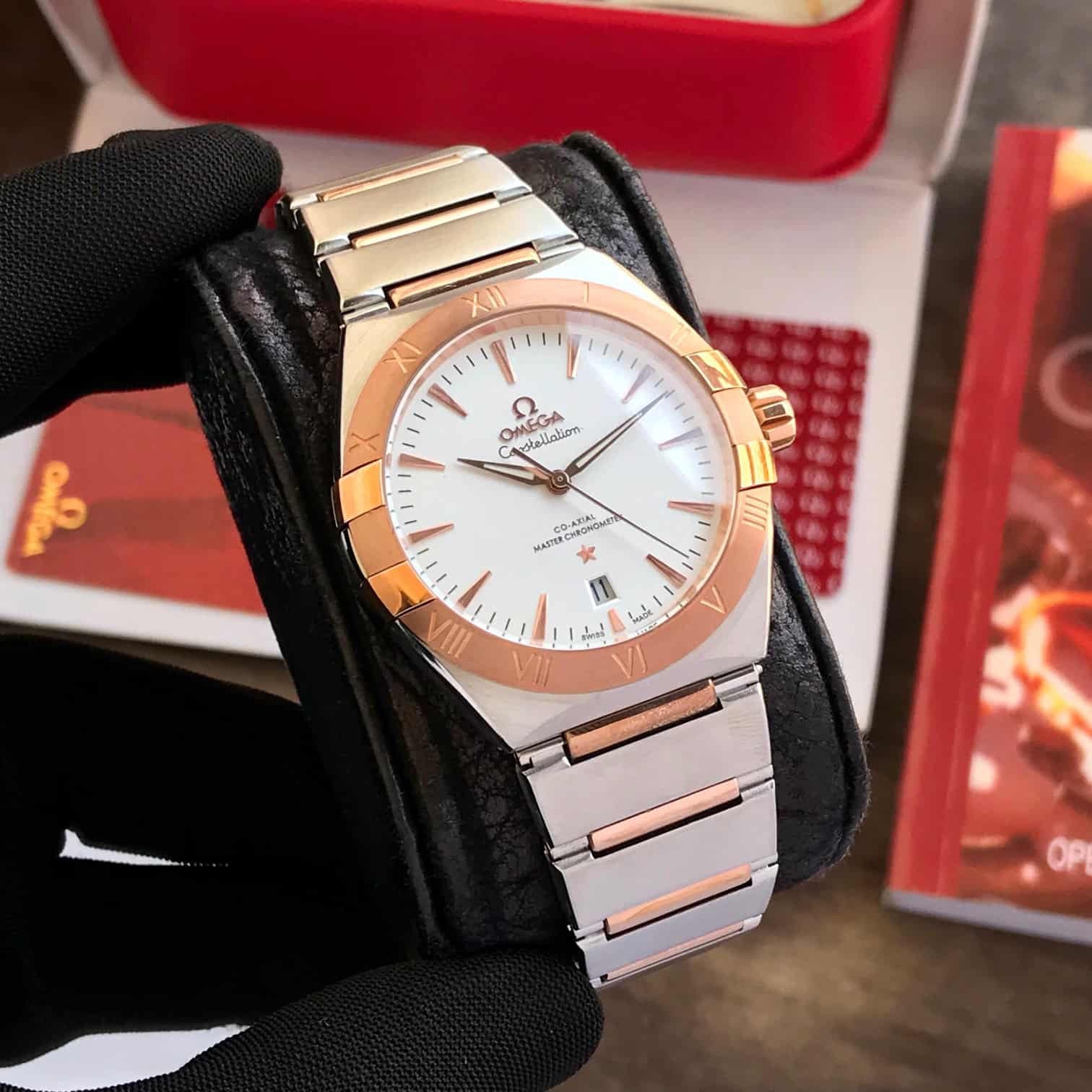 Omega Co-Axial Constellation RoseGold White Dial Japanese Automatic Mens Watch