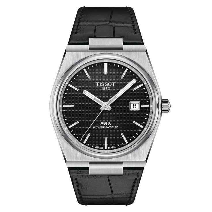 Tissot PRX Powermatic 80 Authentic Black Leather Automatic Mens Watch