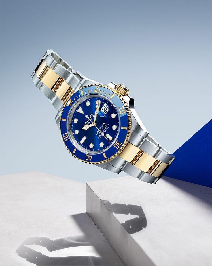 Rolex Submariner Two Tone Blue Dial Swiss ETA Automatic Men’s Watch