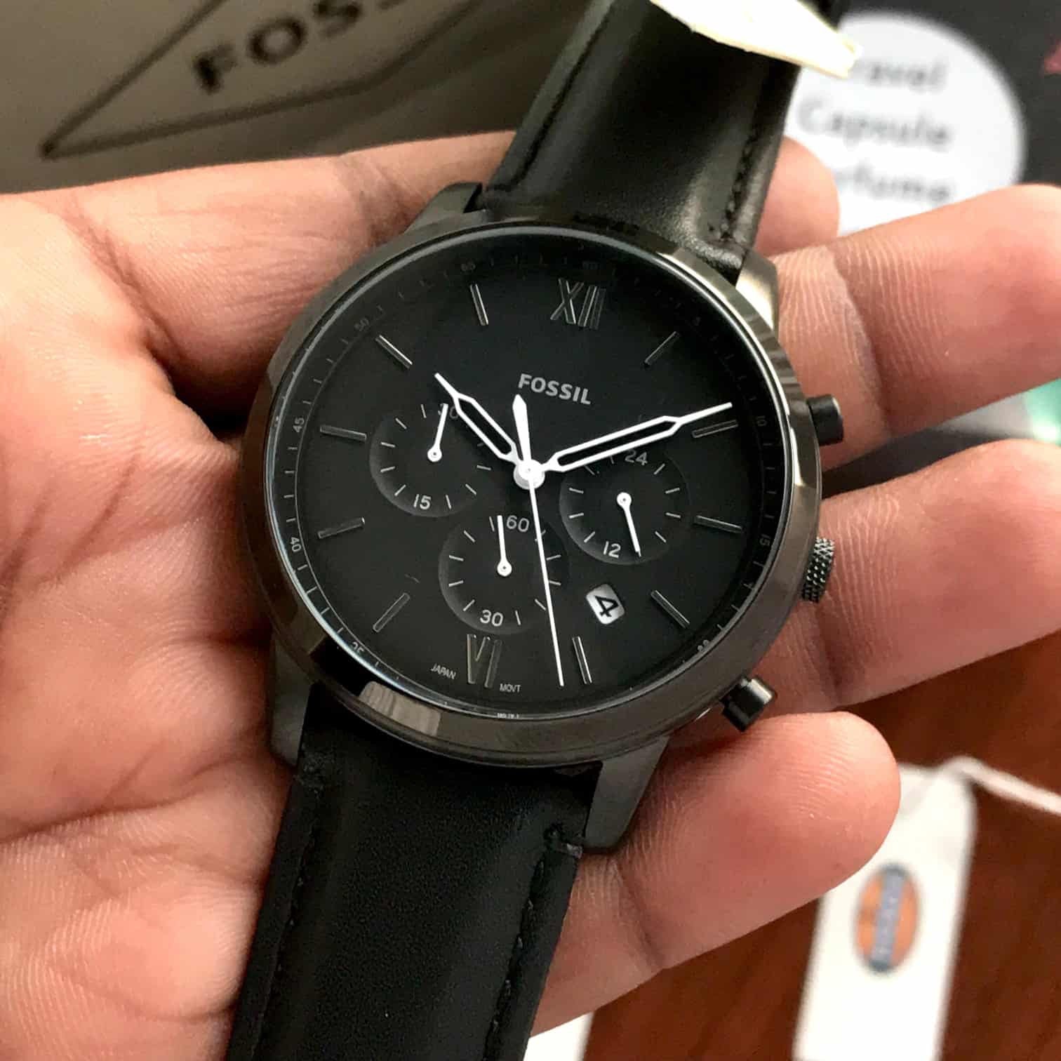 Fossil FS5503 Neutra Chronograph Black Leather Mens Watch
