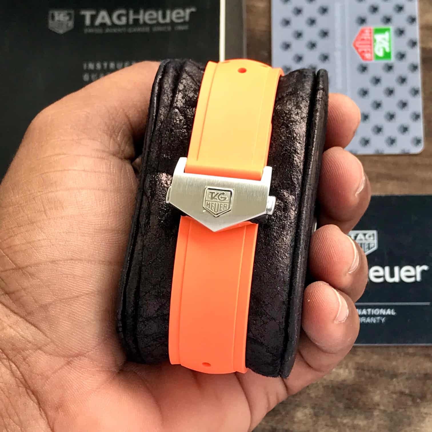 Tag Heuer Formula 1 Blue Dial Orange Strap Japanese Automatic Mens Watch