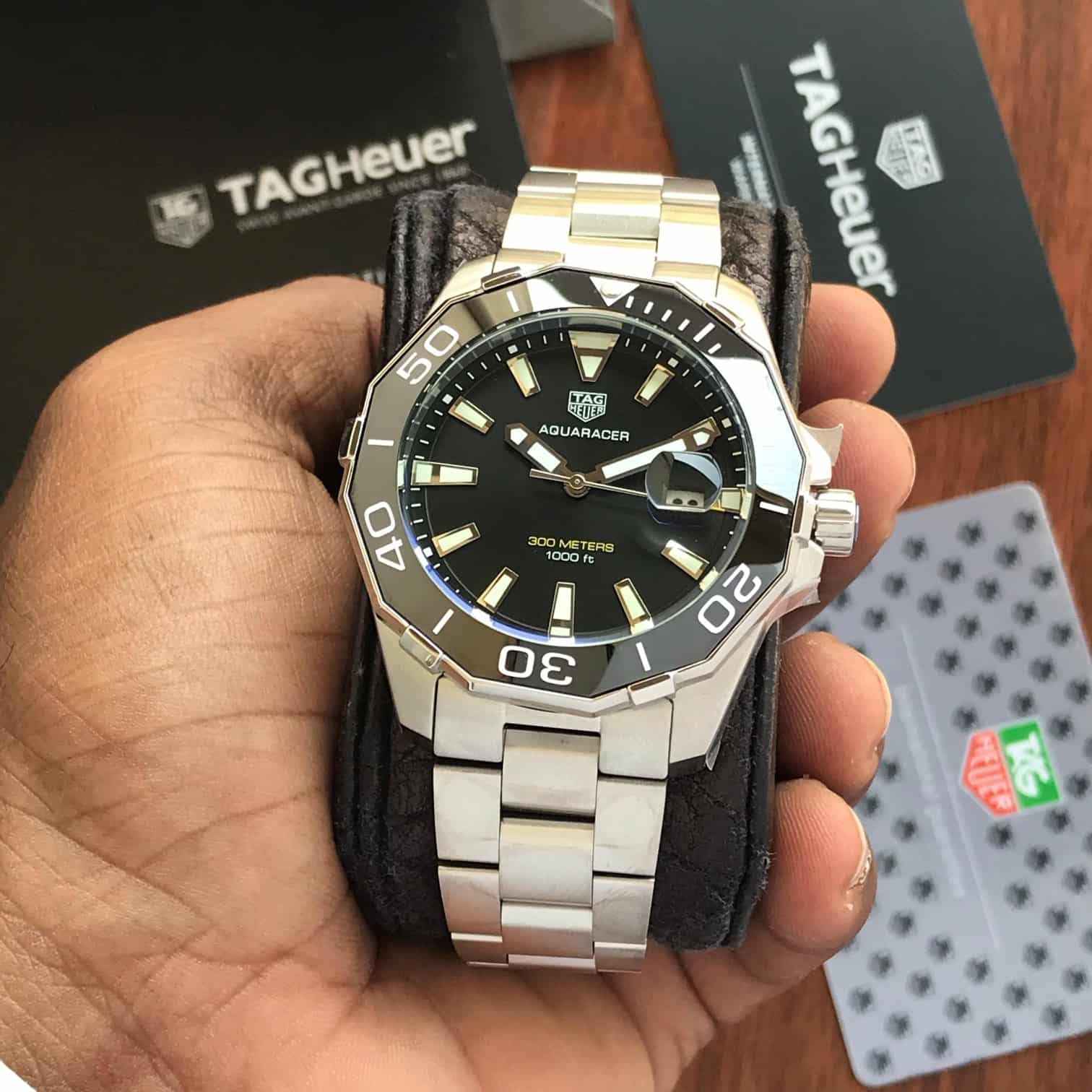 Tag Heuer Aquaracer Stainless Steel Black Dial 300M Automatic Mens Watch