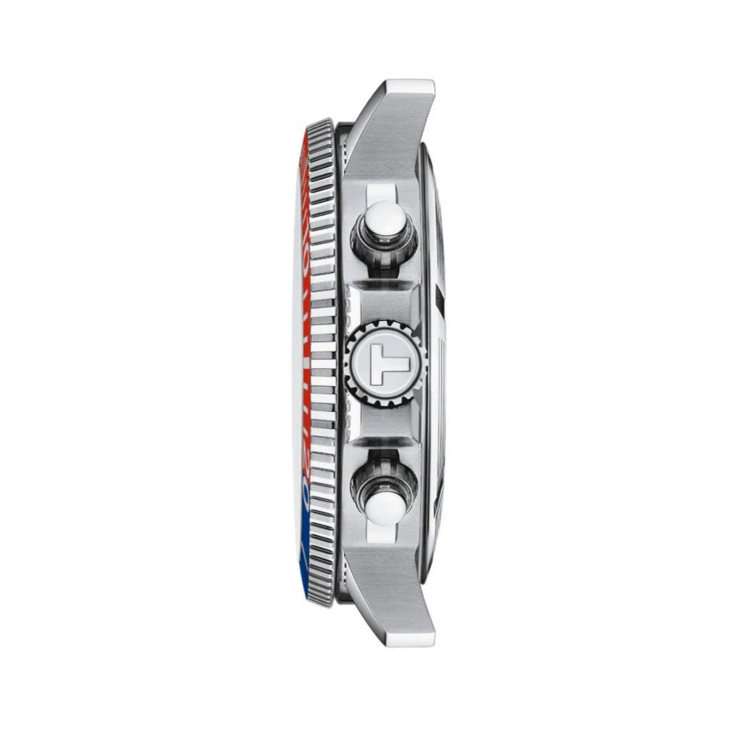 Tissot Seastar 1000 Chronograph Blue Dial Red Bazel Stainless Steel Chain Quartz Movement Men’s Watch