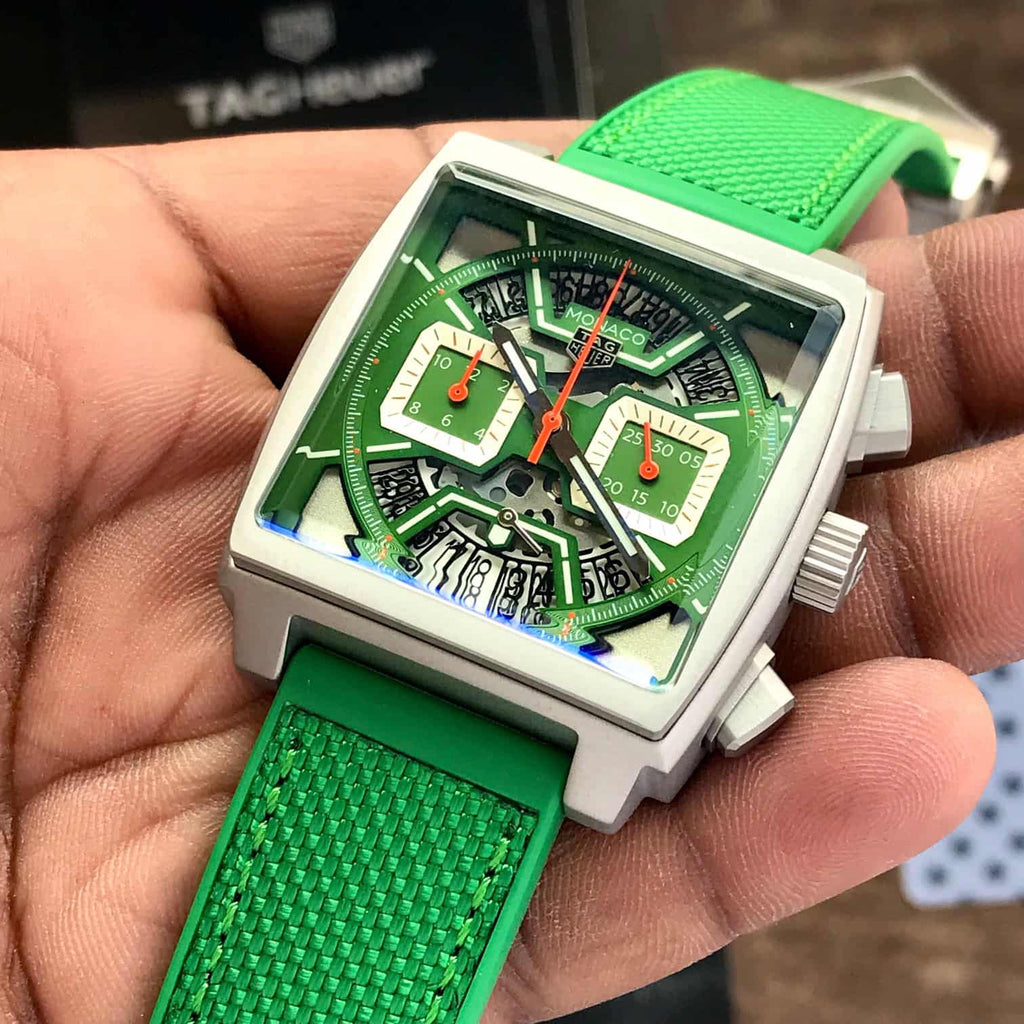 Tag Heuer Monaco Chronographs Japanese Quality Green Edition Mens Watch