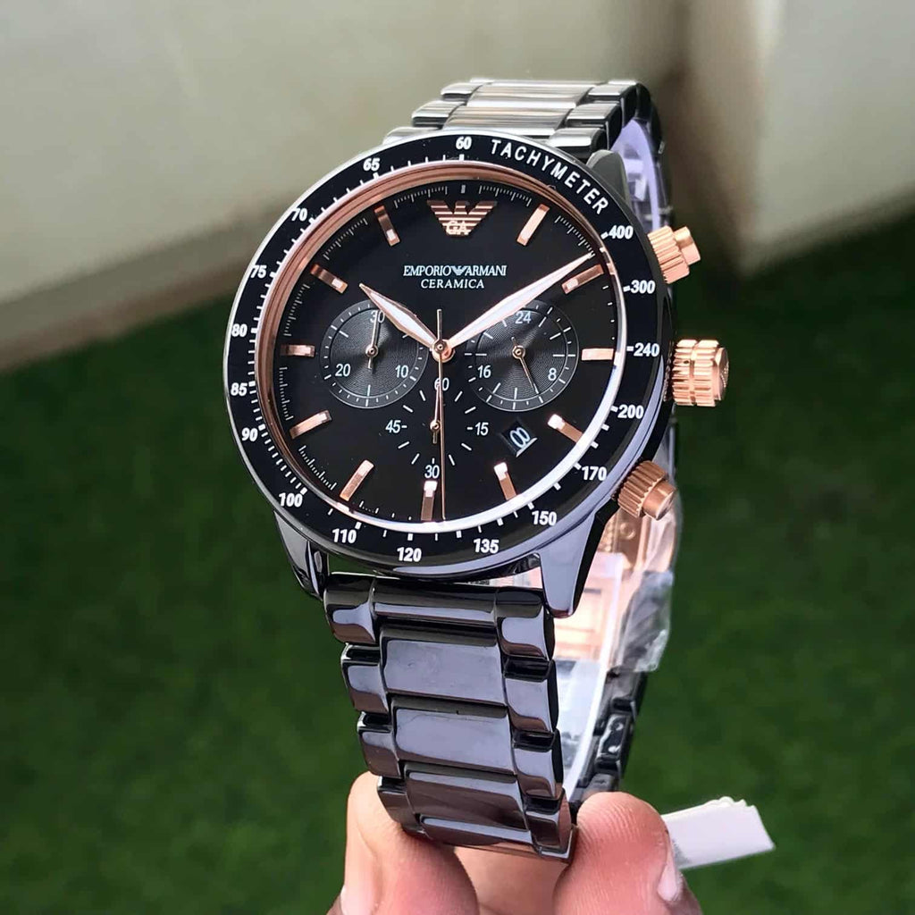 Emporio Armani AR70002 Full Black Ceramic Japanese Mens Watch