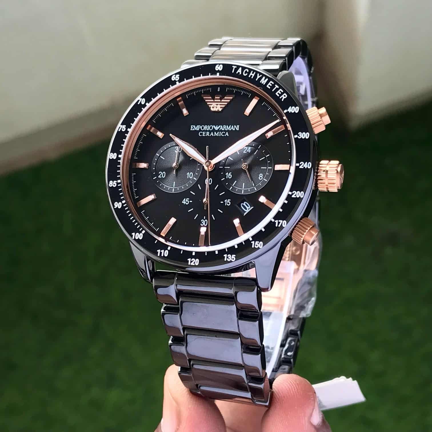 Emporio Armani AR70002 Full Black Ceramic Japanese Mens Watch