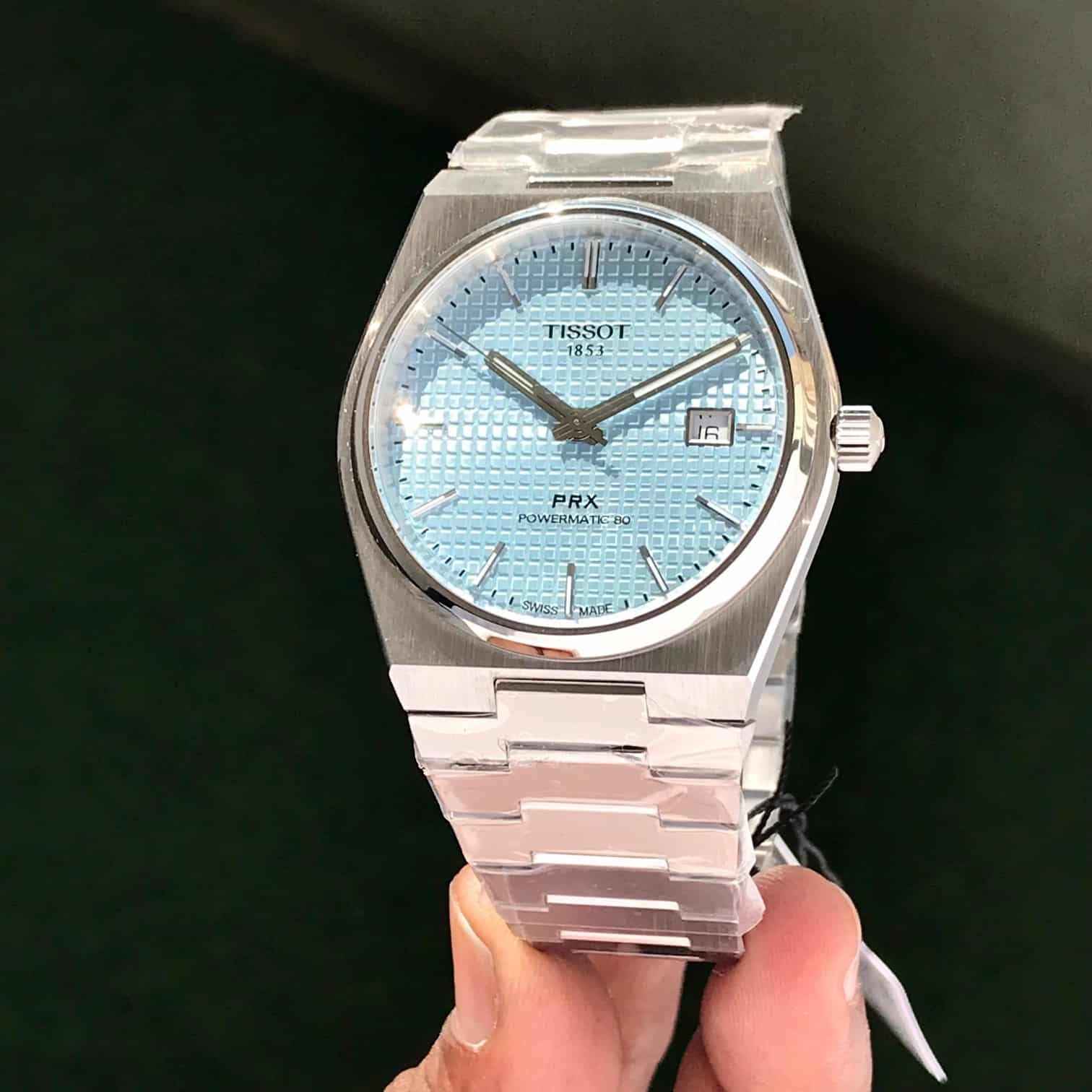 Tissot PRX Poweromatic Steel Ice Blue Tiffany Edition 100% Authentic Mens Watch