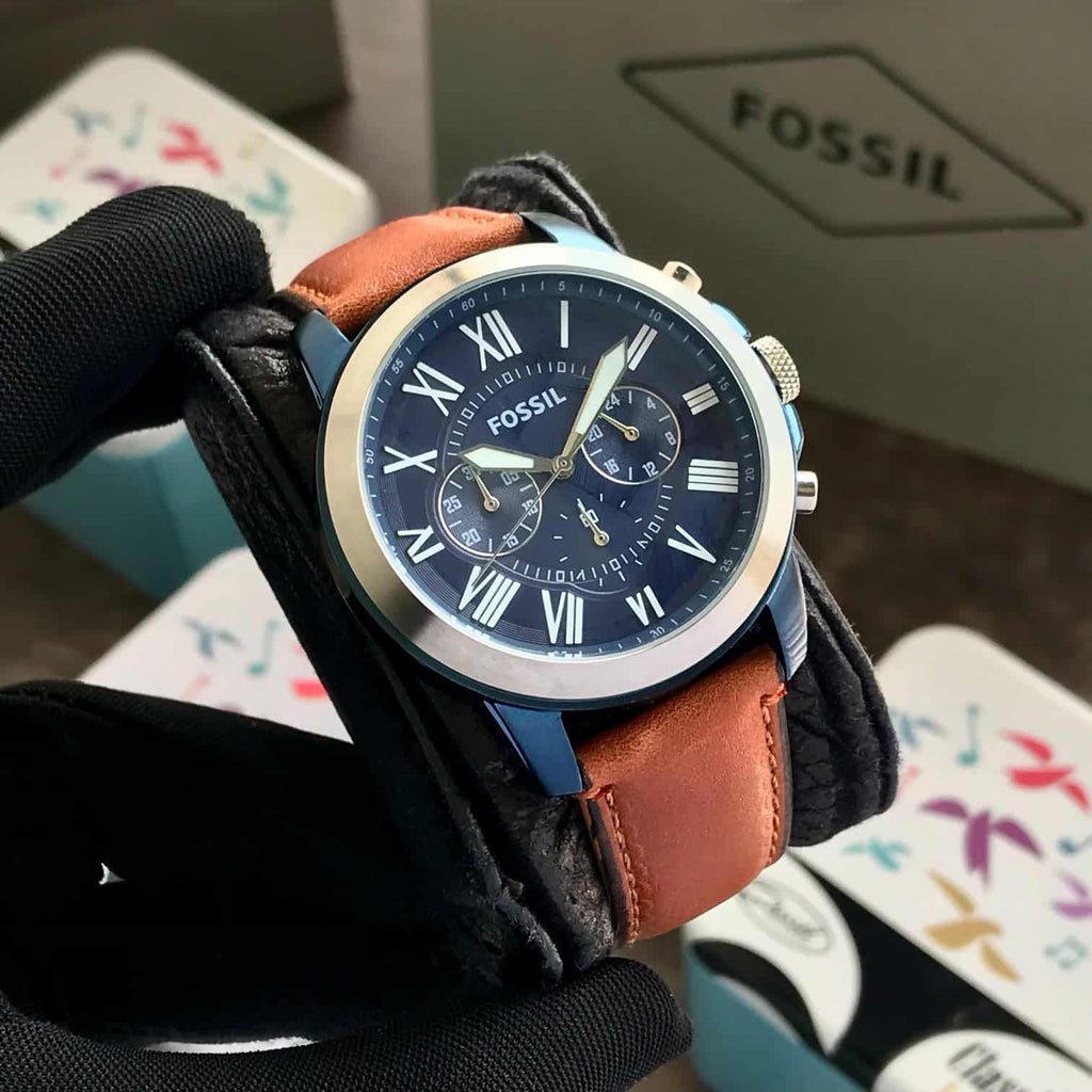 Fossil Grant FS5151 Quartz Stainless Steel and Leather Chronograph Mens Watch