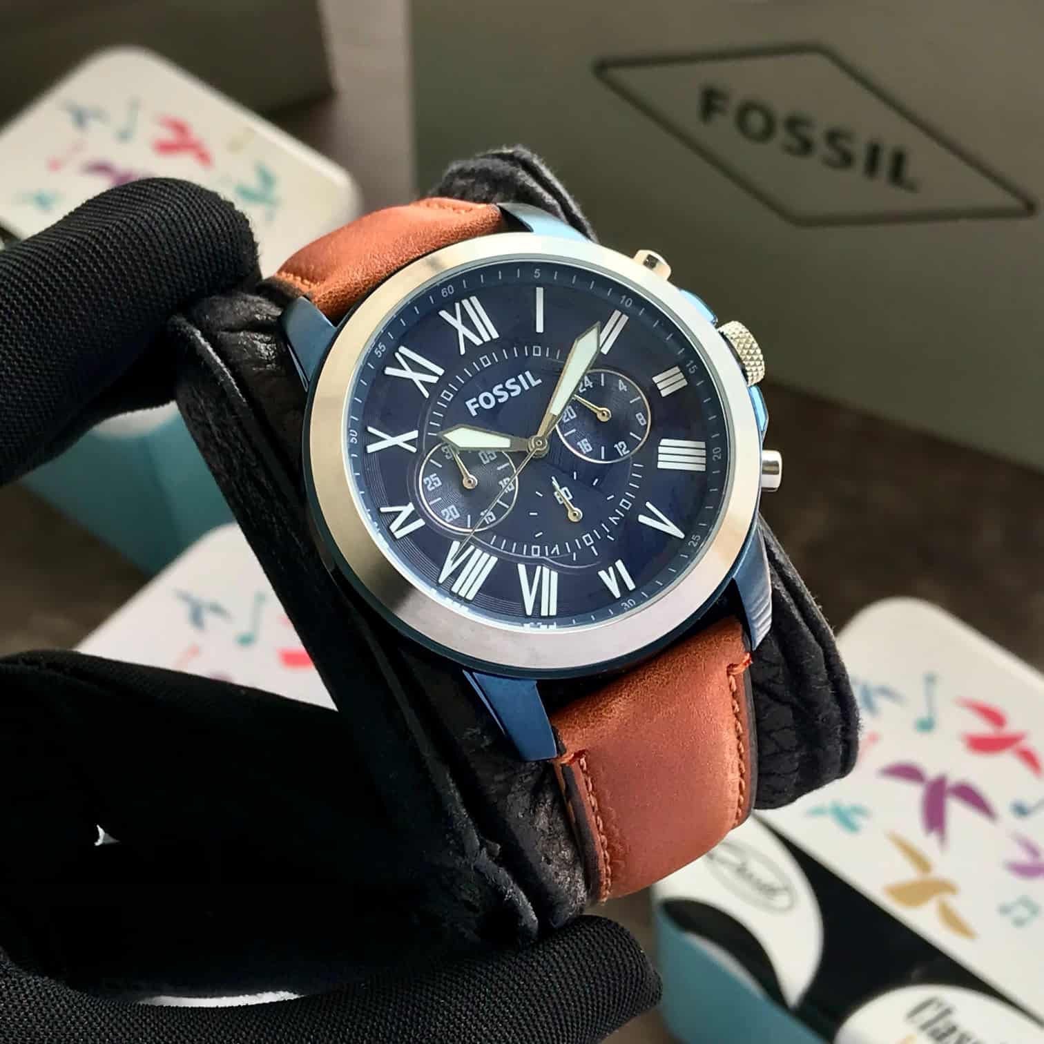 Fossil Grant FS5151 Quartz Stainless Steel and Leather Chronograph Mens Watch