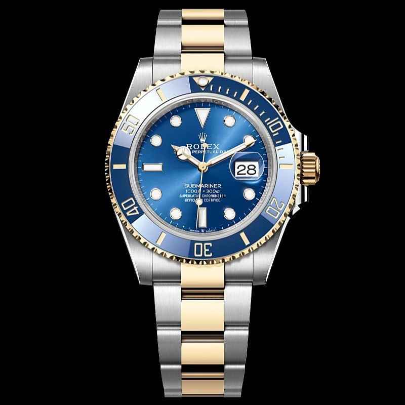 Rolex Submariner Two Tone Blue Dial Swiss ETA Automatic Men’s Watch