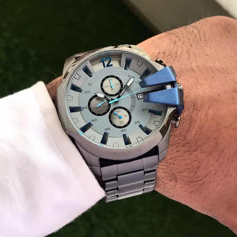 Diesel Mega Chief Black & Blue Chronograph Mens Watch