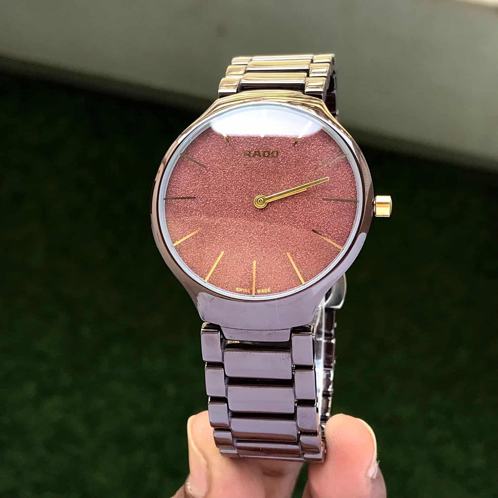 Rado True Thinline Brown Ceramica Japanese Unisex Watch