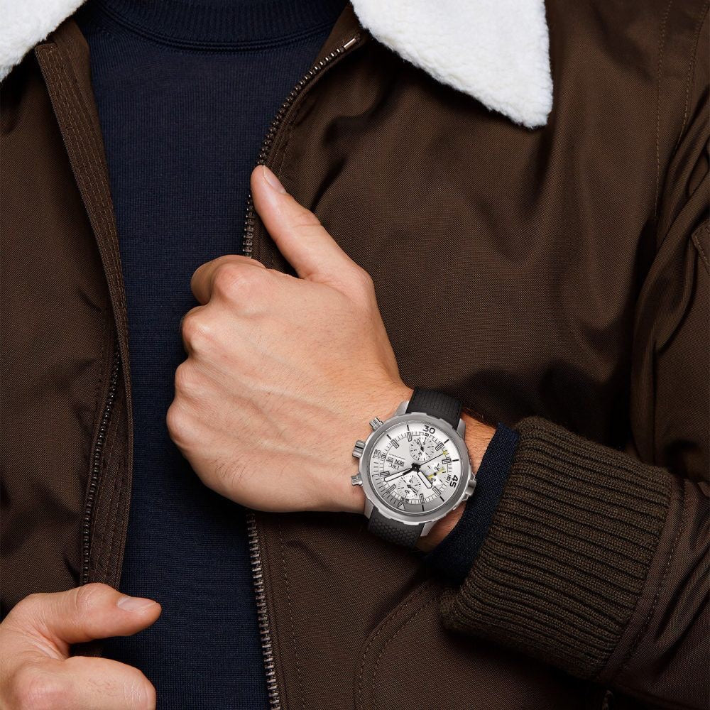 IWC Aquatimer Chronograph’s Day Date White Dial Black Belt Mens Watch