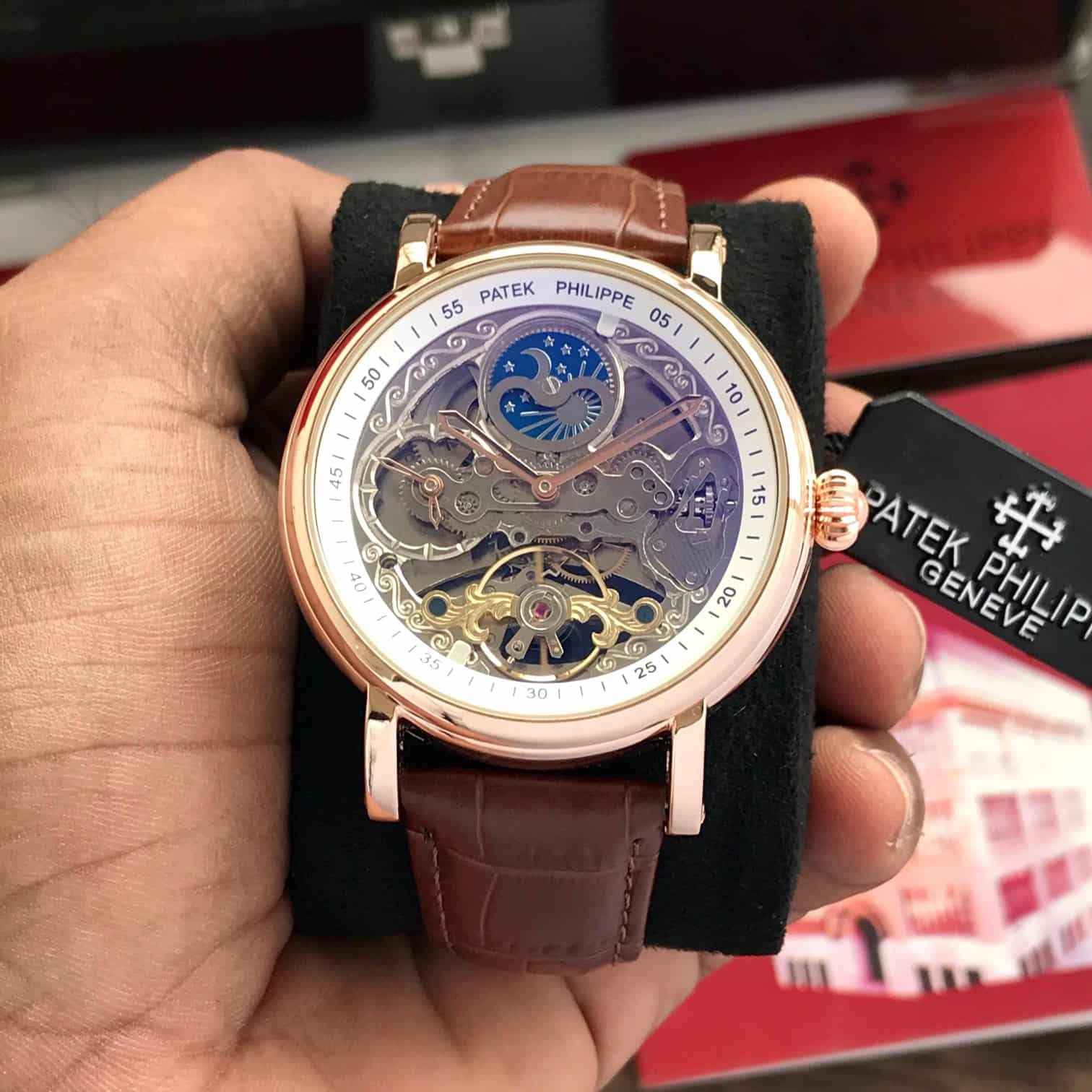Patek Philippe Skeleton Dial Japanese Automatoc Mens Watch