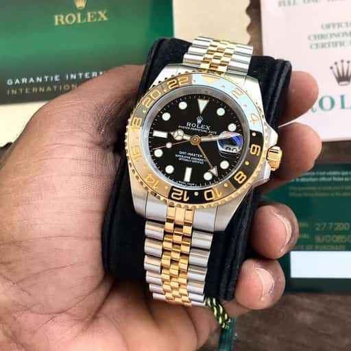 Rolex GMT-Master II With Black Ceramic Bezel Yellow Gold Japanese Automatic Mens Watch
