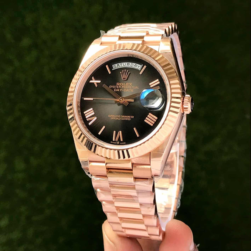 Exclusive Rolex Day Date 2024 Rosegold Black Dial Swiss ETA Automatic Men’s Watch