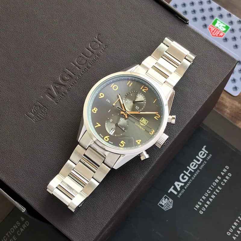 Tag Heuer Grand Carrera 1857 Stainless Steel Grey Dial Japanese Quality Men’s Watch