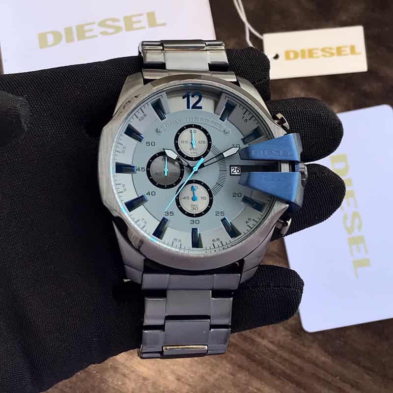 Diesel Mega Chief Black & Blue Chronograph Mens Watch
