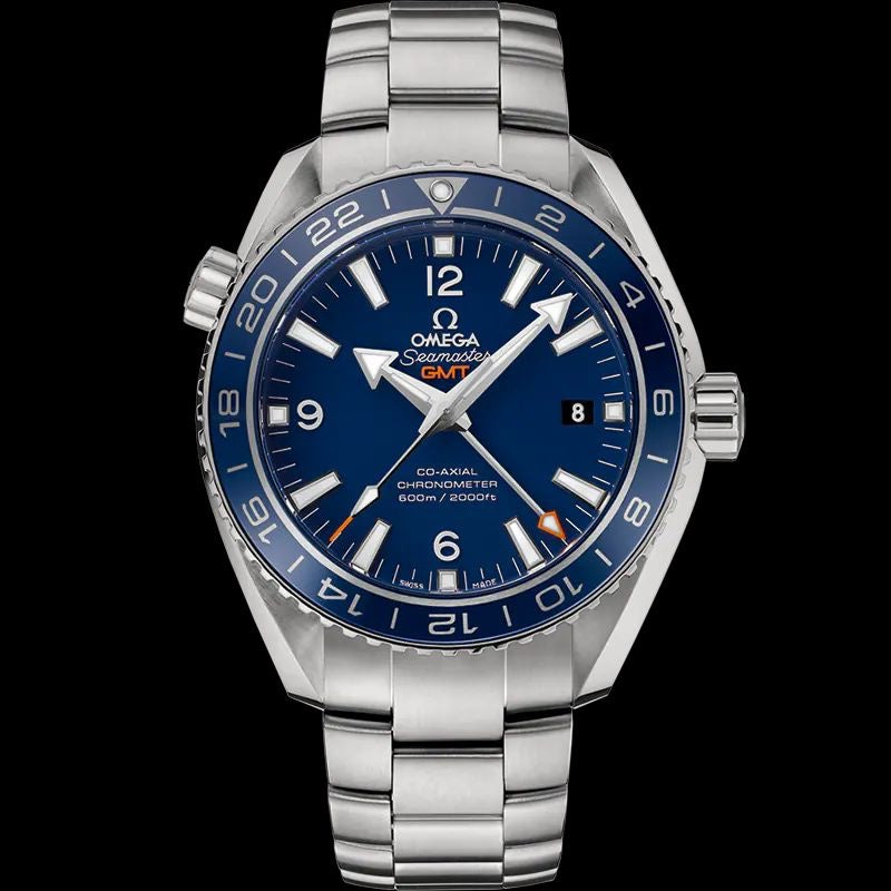 Omega Seamastar Planet Ocean japanese GMT Silver Blue Dial Automatic Mens Watch