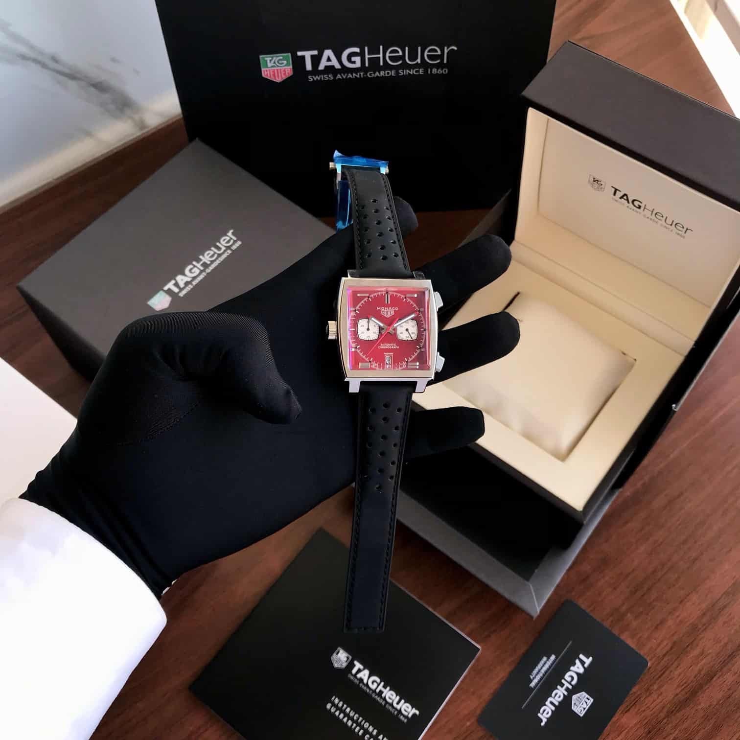 Tag Heuer Monaco Stainless Steel Red Dial Japanese Mens Watch