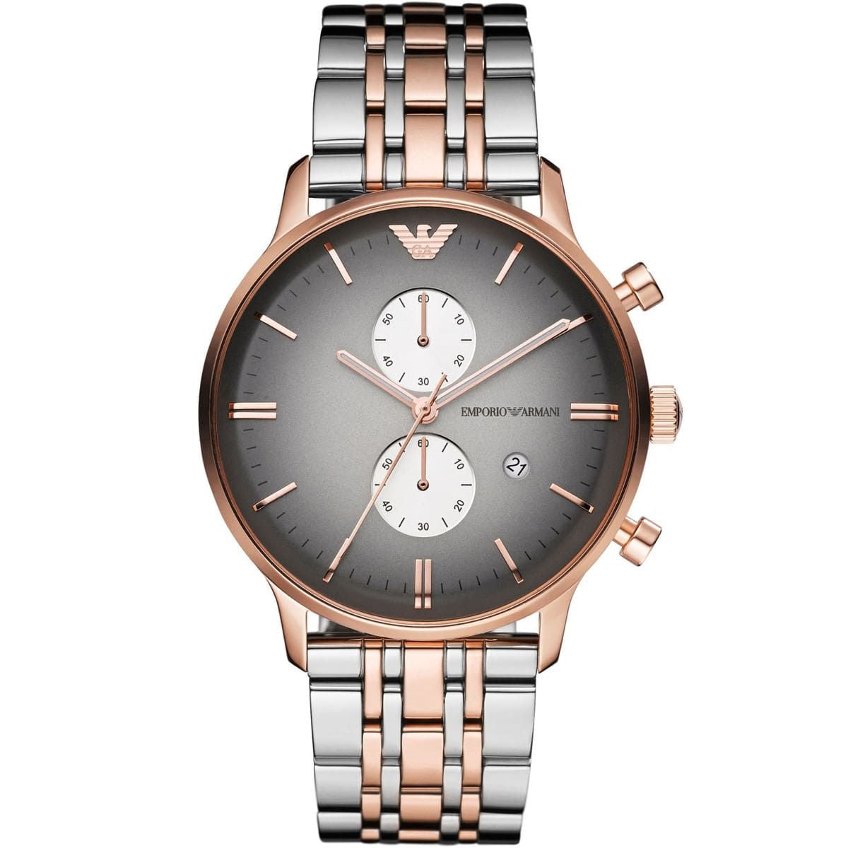 Emporio Armani AR1721 Gianni Two Tone Grey Dial Men’s Watch