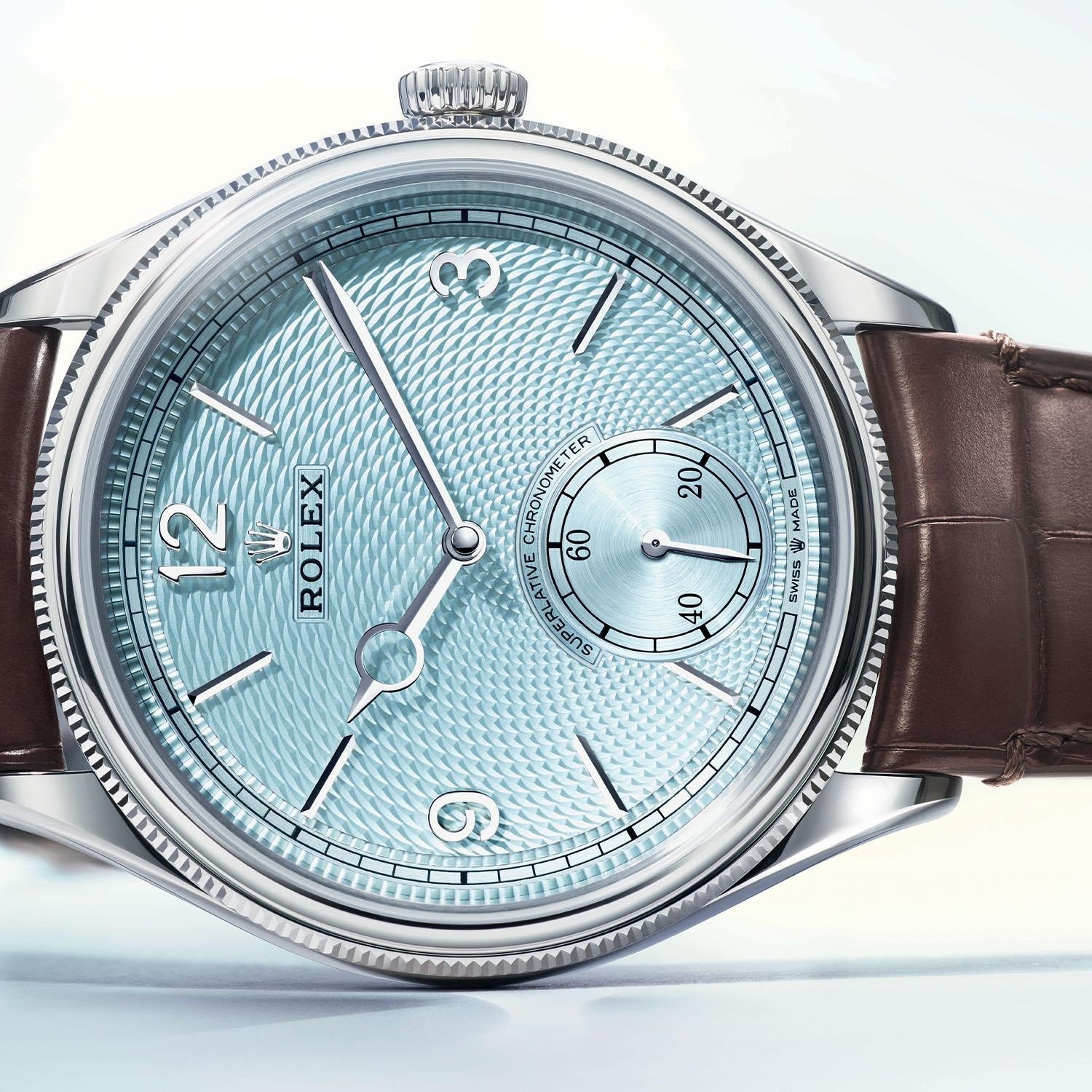 Rolex Perpetual 1908 Ice Blue Dial Swiss ETA Movement Machinery Mens Watch