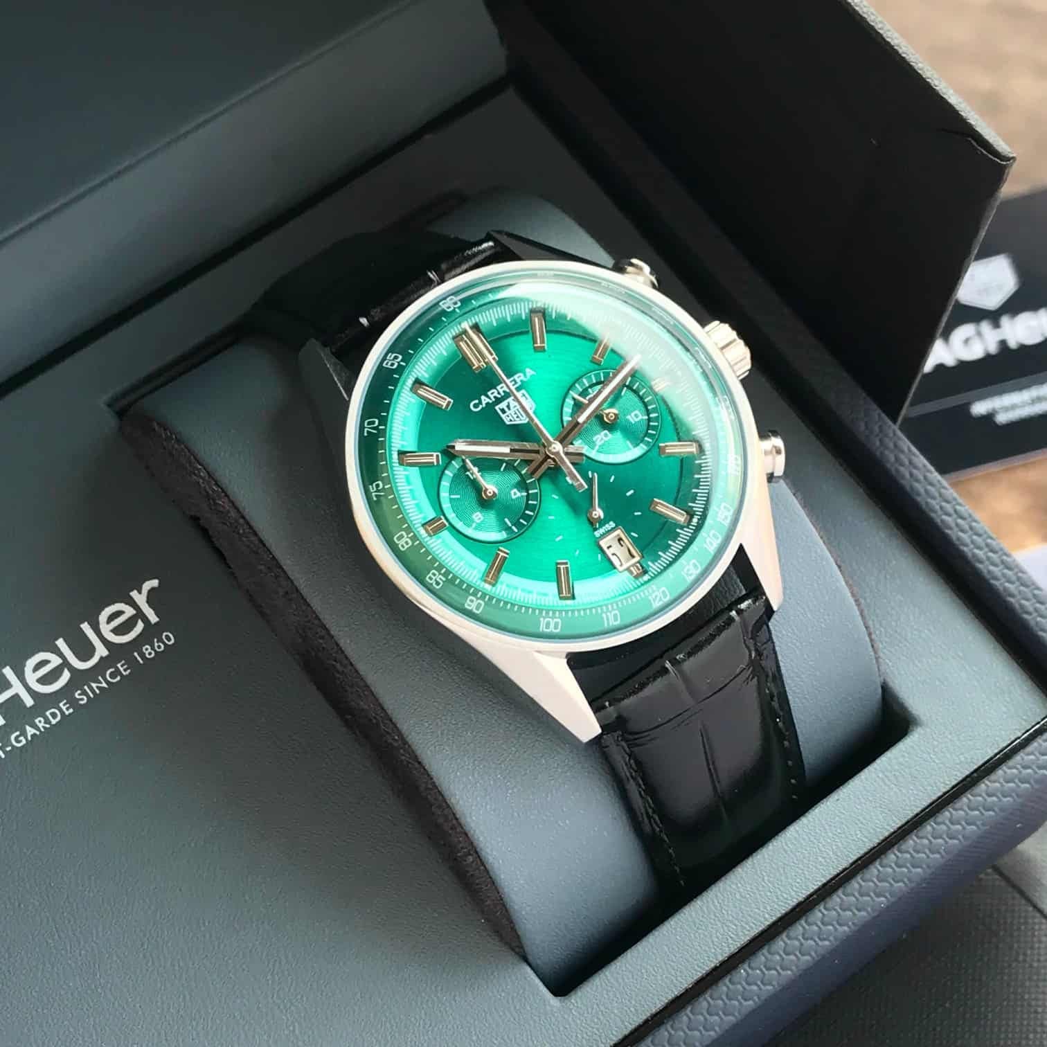 Tag Heuer Carerra Stainless Steel Green Dial Japanese Men’s Watch