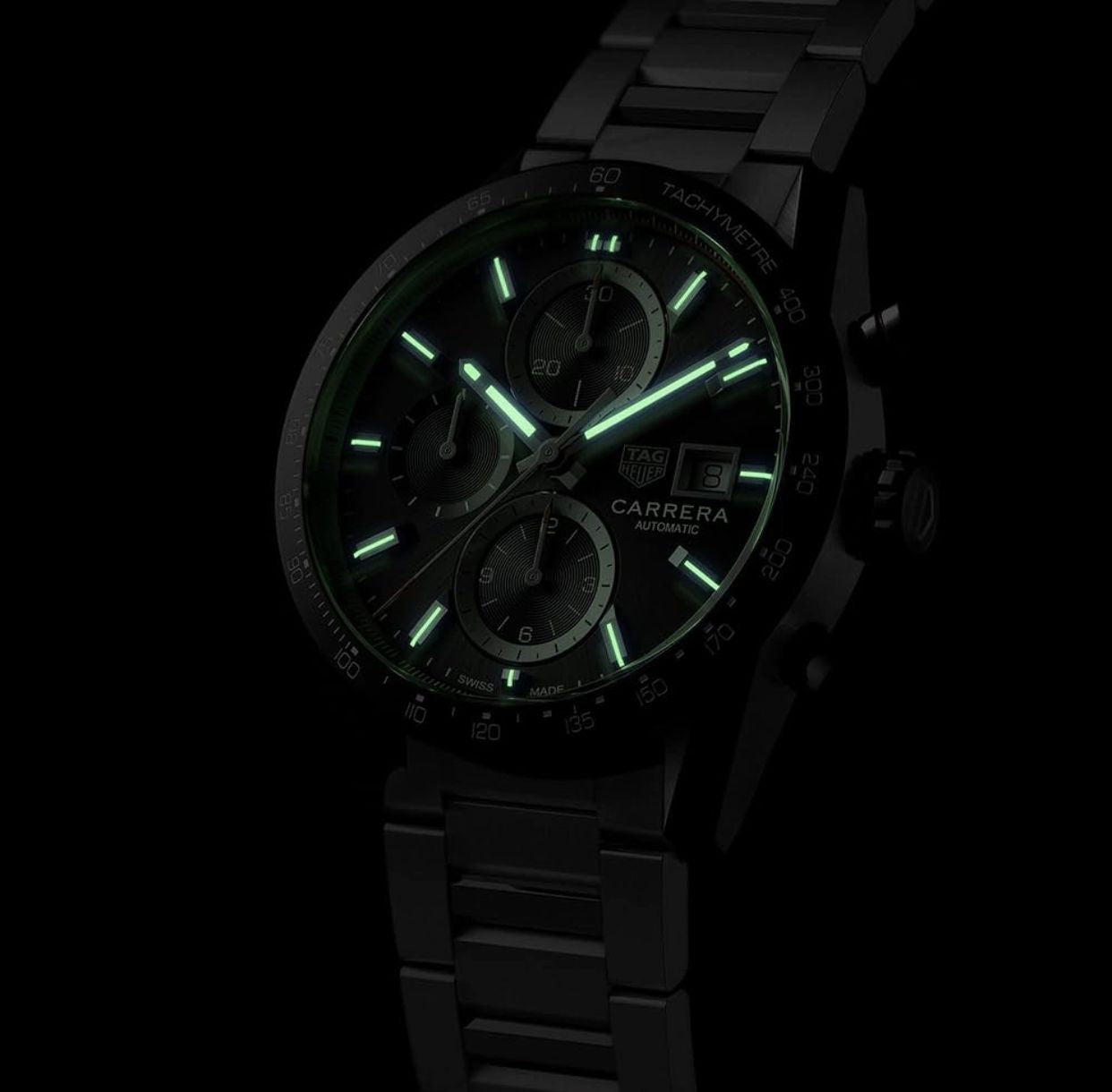 Tag Heuer Calibre 16 Silver Black Dial Japanese Quartz Chronograph’s Mens Watch