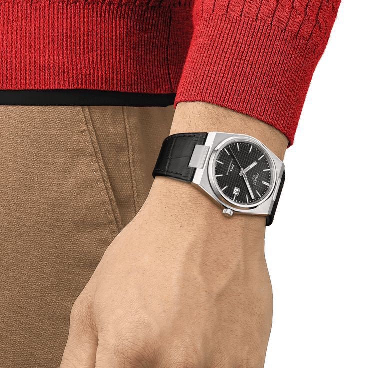 Tissot PRX Powermatic 80 Authentic Black Leather Automatic Mens Watch