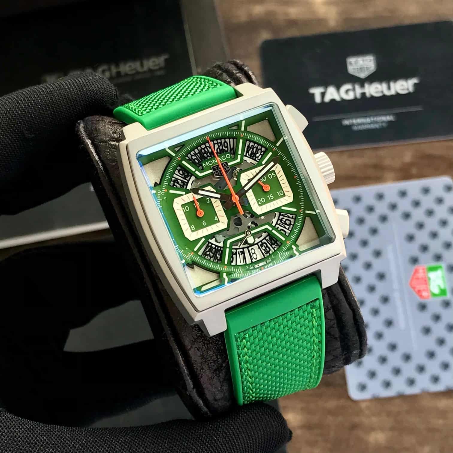 Tag Heuer Monaco Chronographs Japanese Quality Green Edition Mens Watch