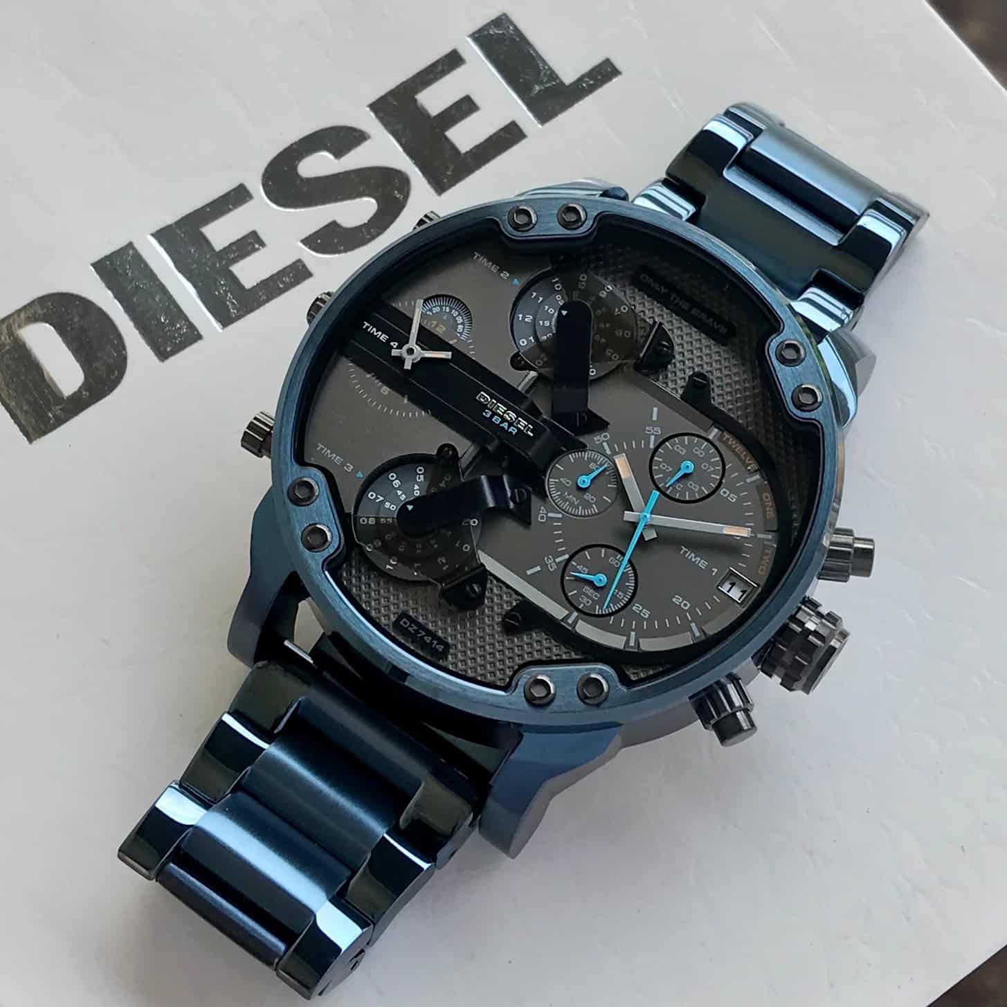 Diesel DZ7414 Big Daddy Stainless Steel Blue Grey Dial Analog Men’s Watch