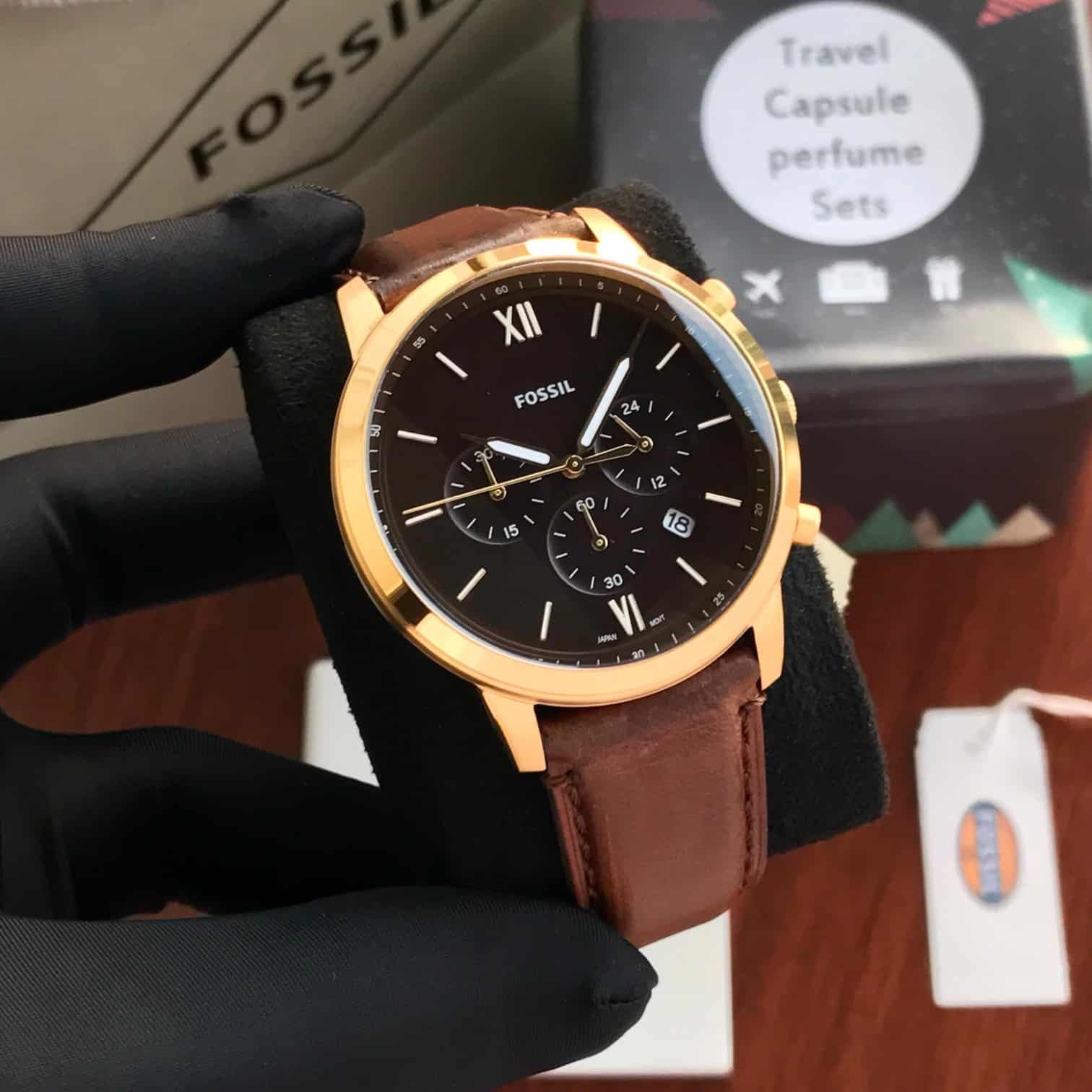 Fossil FS5790 Gold Brown Belt Analogue Men’s Watch