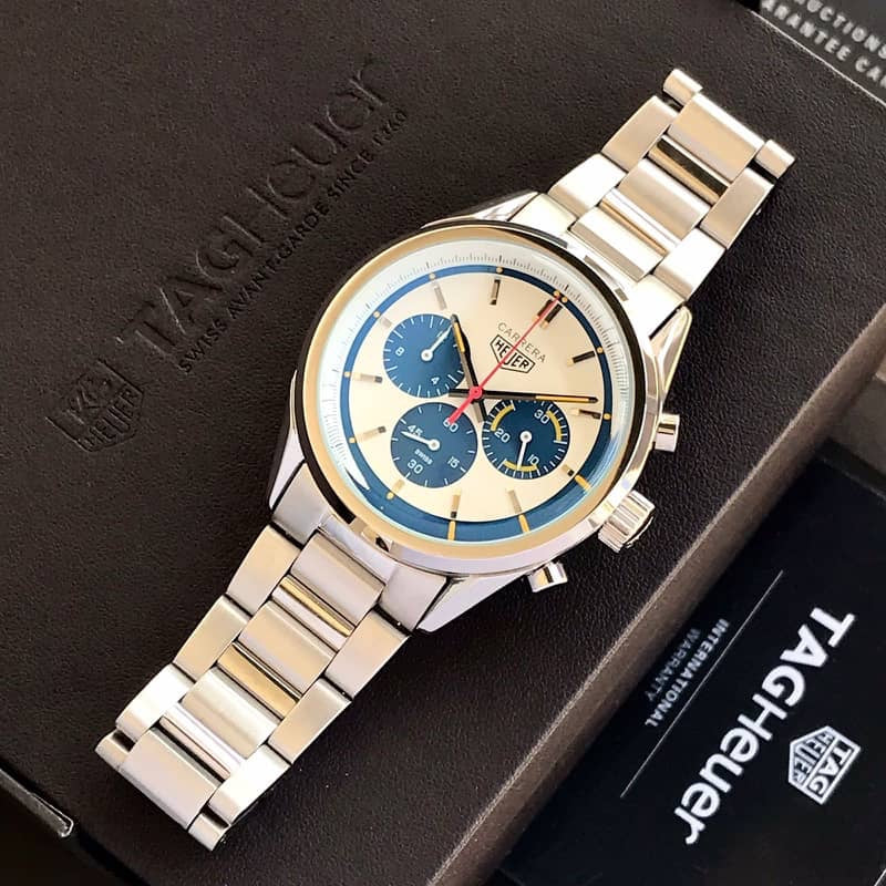Tag Heuer Grand Carrera Blue Chronograph & Stainless Steel Strap Japanese Master Quality Men’s Watch