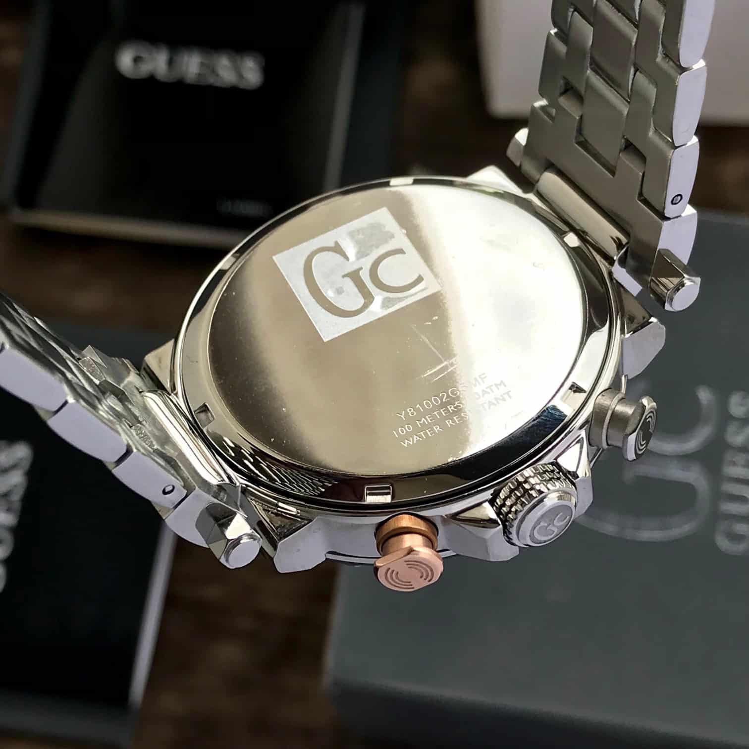 GC Heren Horloge Y81003G7MF Staal Black Dial Swiss Made Quartz Chronograph