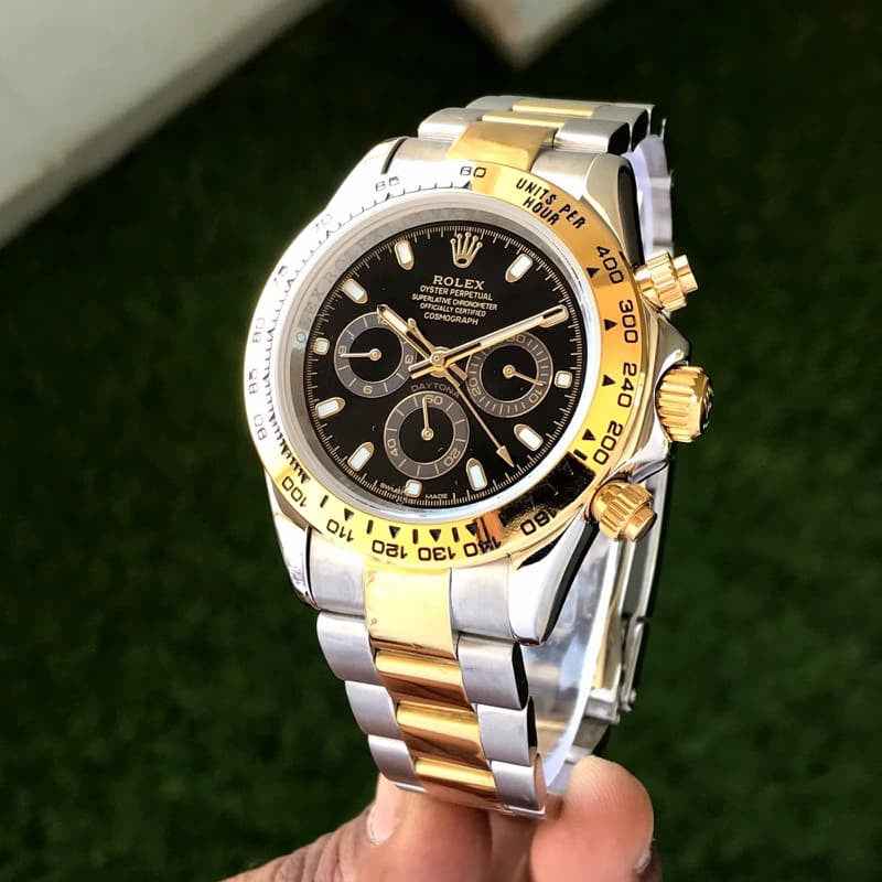 Rolex Daytona Panda Stainless Steel Gold & Black Dial Japanese Master Quality Automatic Men’s Watch