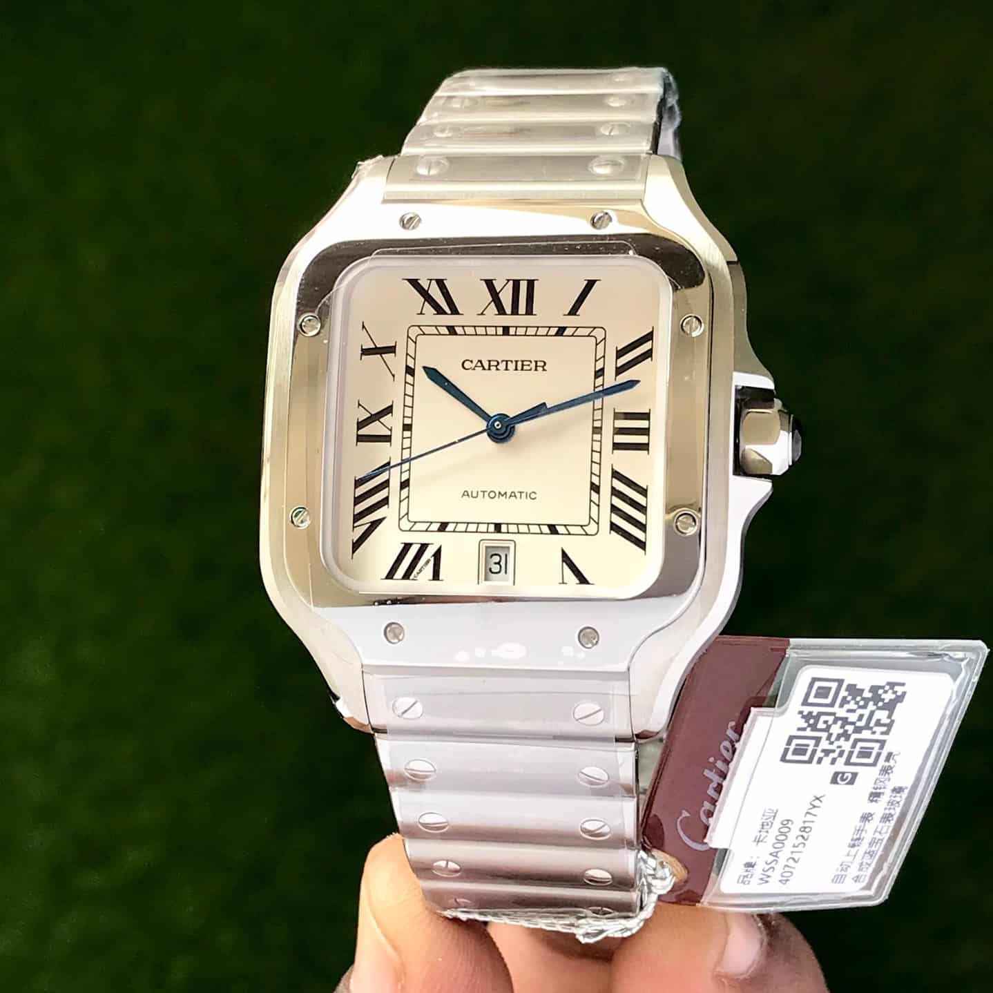 Santos De Cartier Large Swiss ETA Movement Automatic Men’s Watch With Interchangeable Metal & Leather Bracelet