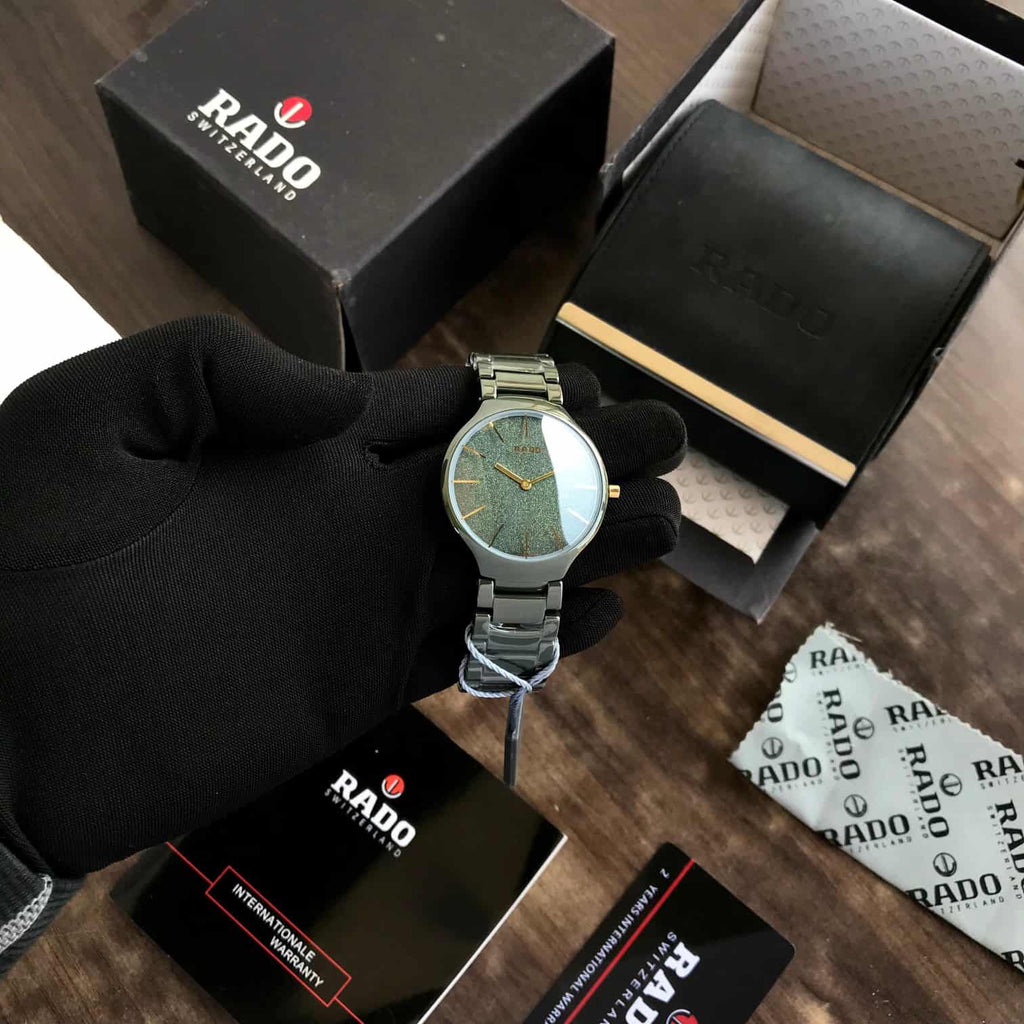 Rado True Thinline Green Ceramica Japanese Unisex Watch