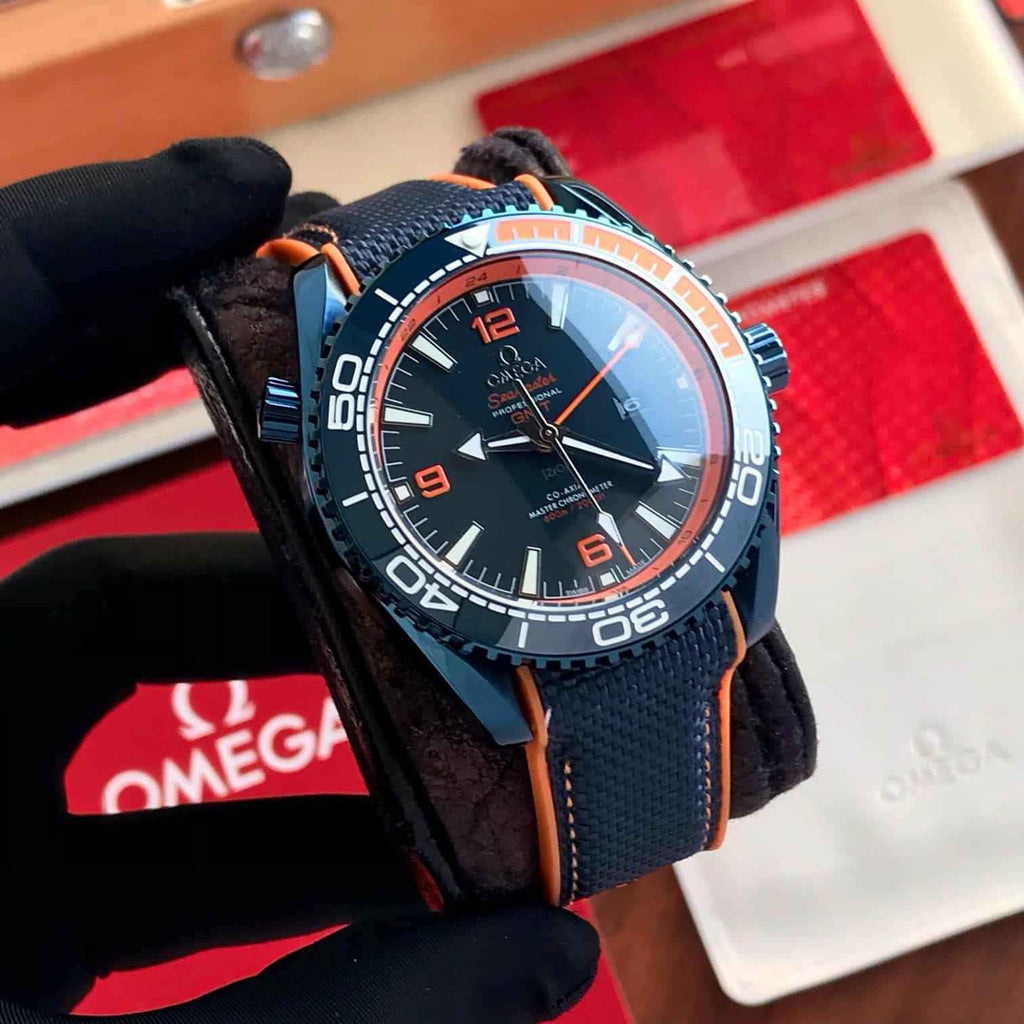 Omega Seamaster Planet Ocean GMT Blue Dial Japanese Automatic Mens Watch