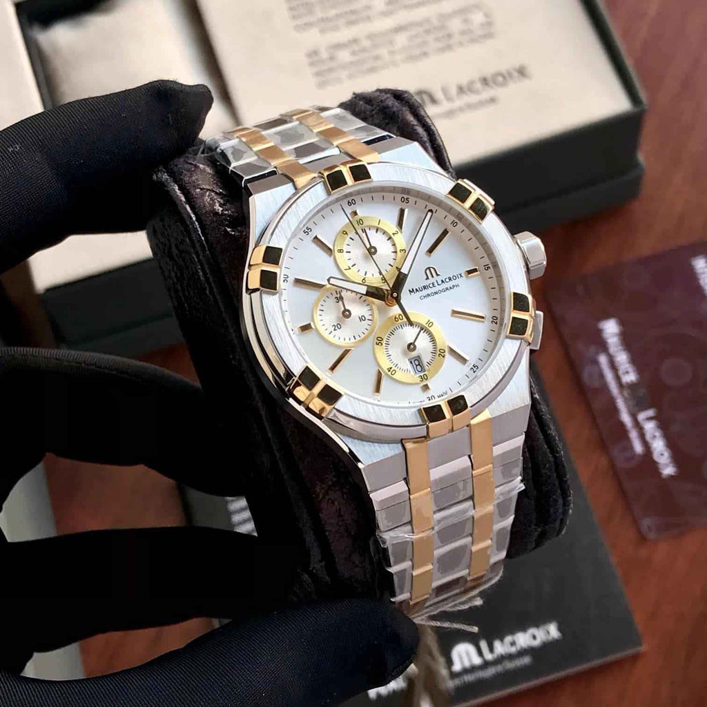 Maurice Lacroix Aikon Authentic Quartz Chronograph Two Tone Mens Watch