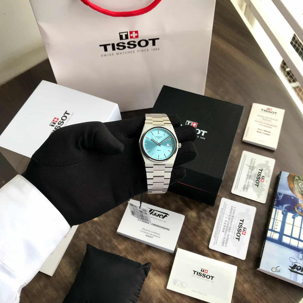 Tissot PRX Stainless Steel Tiffany Blue Dial Japanese Mens Watch